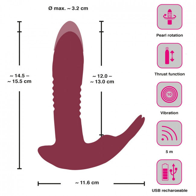 Javida RC Hands-free 3 Function Vibrator Red