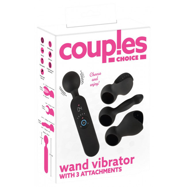 Coup!es Choice Wand Vibrator with 3 Attachments Black
