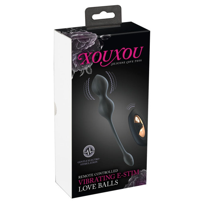 XouXou RC Vibrating E-Stim Love Balls Black