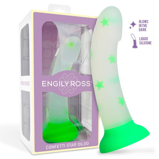 Engily Ross Dildox Glow-In-The-Dark Confetti Stars Liquid Silicone Dildo 17cm