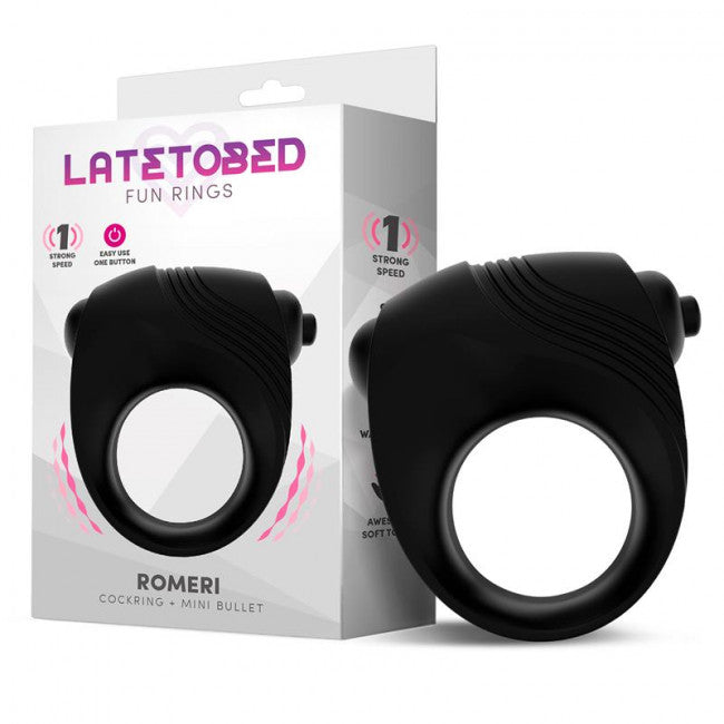LateToBed Romeri Ring + Vibrating Bullet Silicone Black