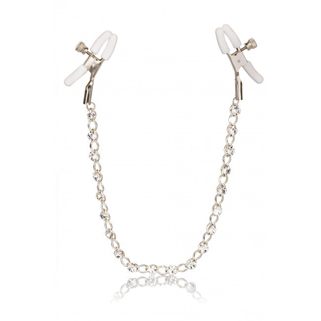 CalExotics Crystal Chain Nipple Clamps Silver