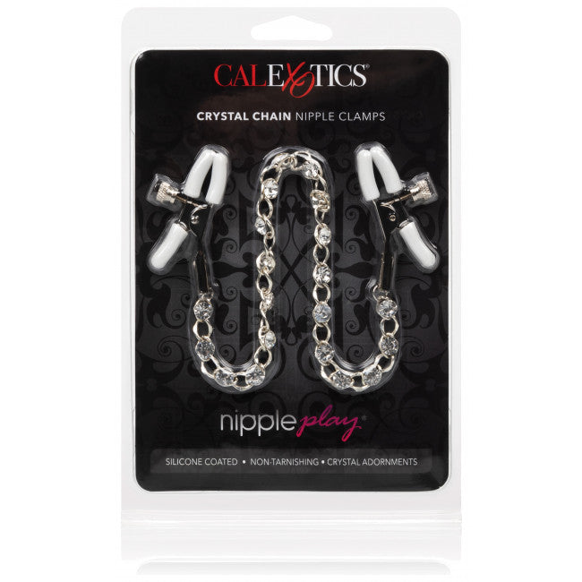 CalExotics Crystal Chain Nipple Clamps Silver