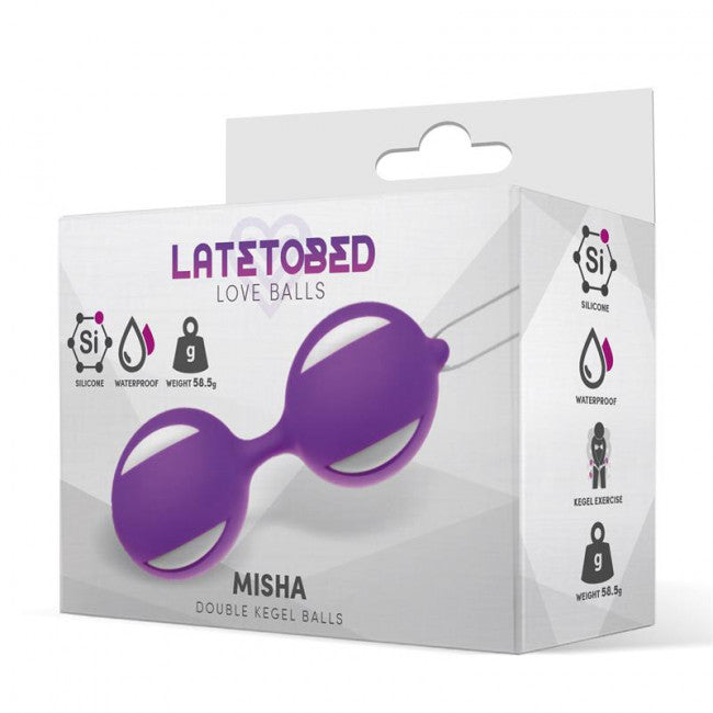LateToBed Misha Double Kegel Balls Silicone Purple