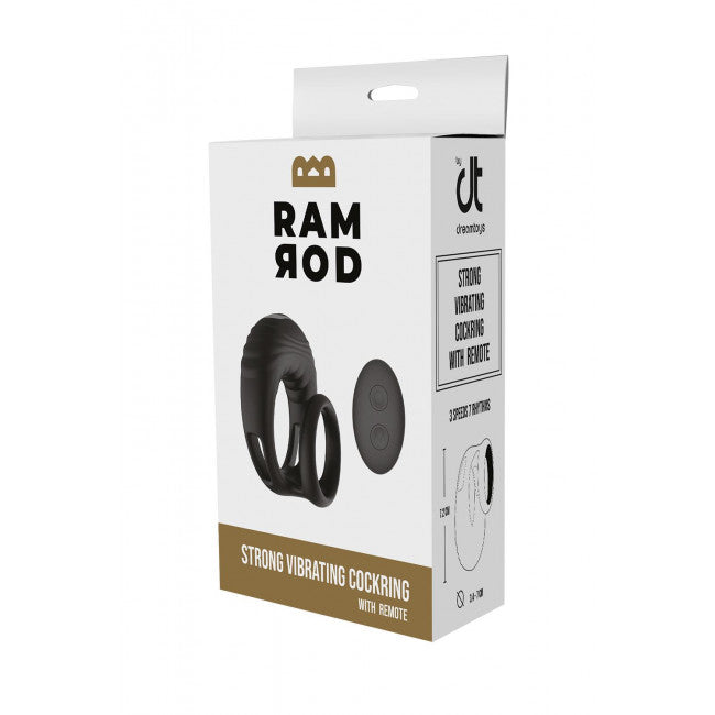 Dream Toys Ramrod Strong Vibrating Cockring with Remote Black