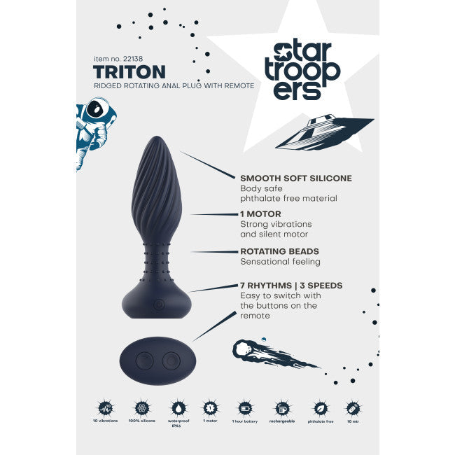 Dream Toys Startroopers Triton Vibrating Anal Plug Blue