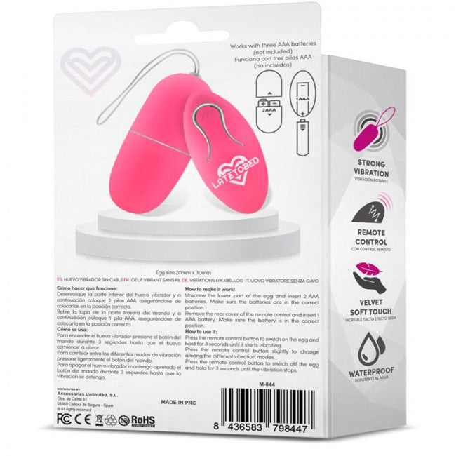 LateToBed Ecopink Vibrating Egg with Remote Control Pink