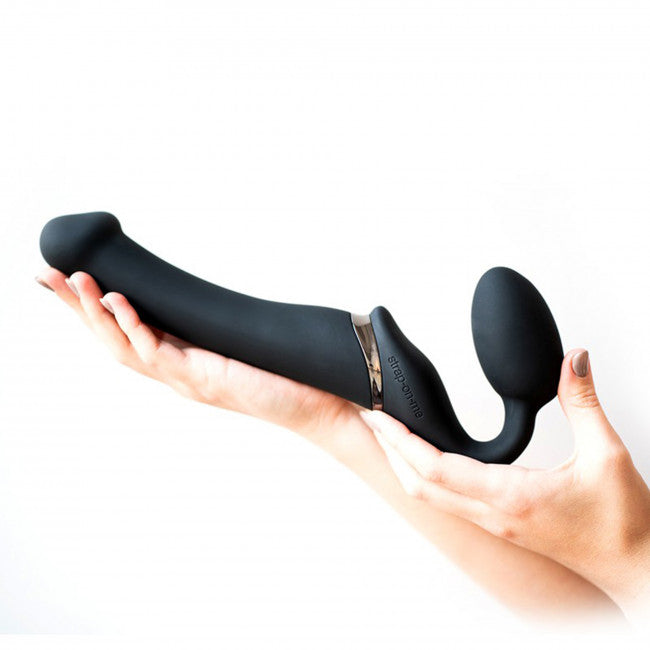 strap-on-me 3 Motors Vibrating Silicone Bendable Strap-On Black XL