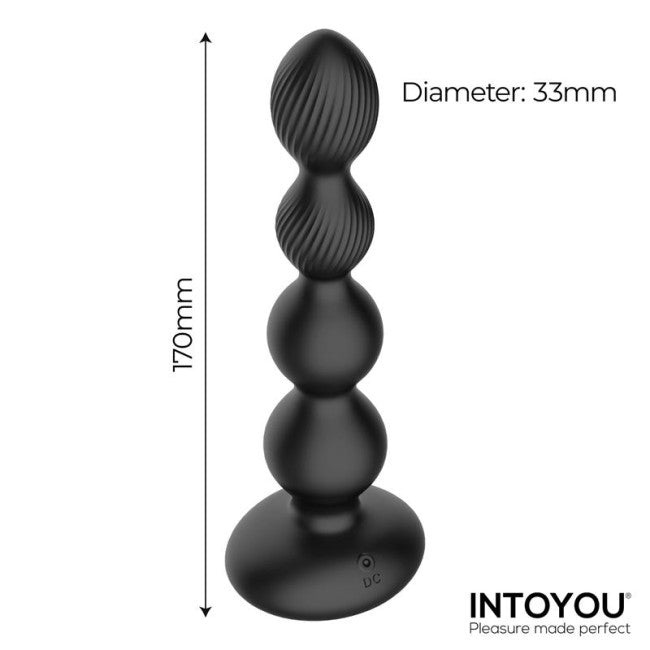 InToYou Mouve Waving Vibrating Anal Plug with Remote Control 2 Motors Black