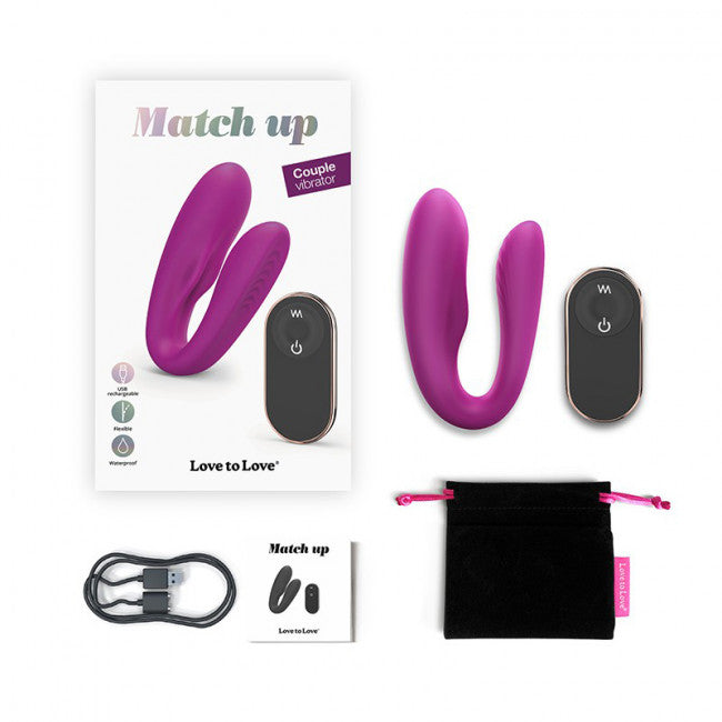 Love to Love Match Up Couple Vibrator with Remote Control Pink