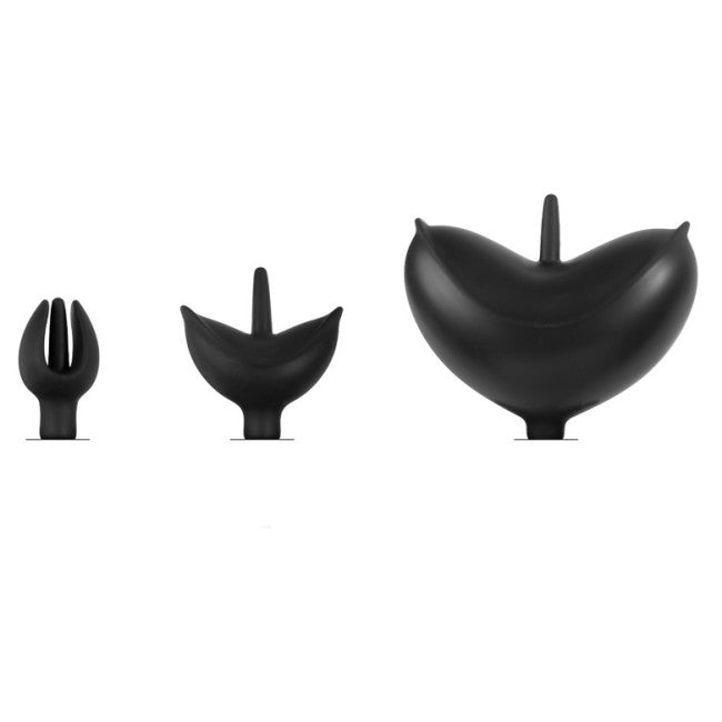 Rimba Latex Play Inflatable Anal Tulip-Shaped Plug with Pump Black