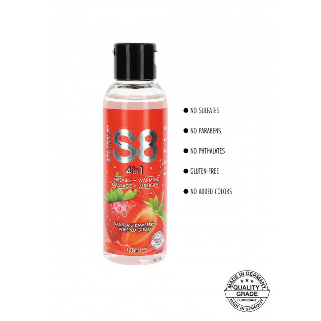 Stimul8 4in1 Dessert Kissable Warming Massage Lubricant Vanilla Strawberry Whipped Cream 125ml