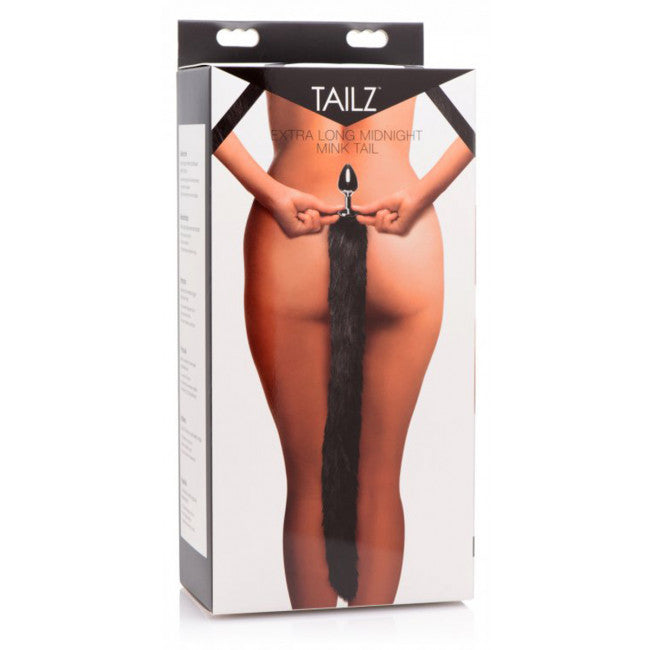 Tailz Extra Long Midnight Mink Tail Metal Anal Plug