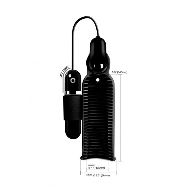 Trinity Vibes Lightning Stroke Silicone Stroker with Vibrating Bullet Black