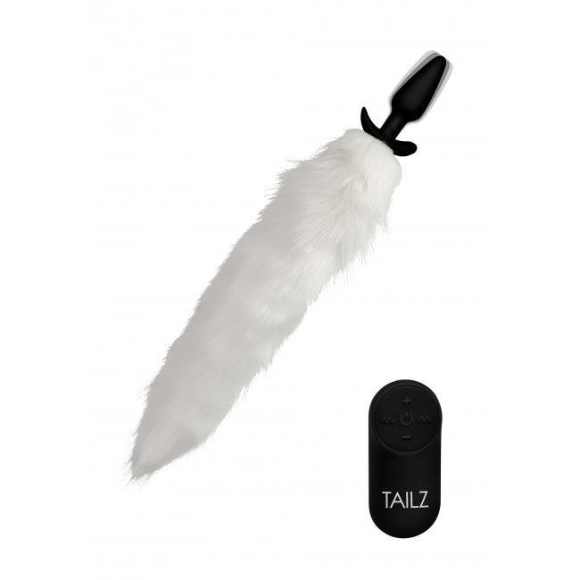 Tailz Vibrating Narrow Anal Plug With Tail Fox White