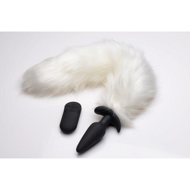 Tailz Vibrating Narrow Anal Plug With Tail Fox White
