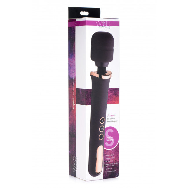 Wand Essentials Scepter 50X Silicone Wand Massager Black/Gold