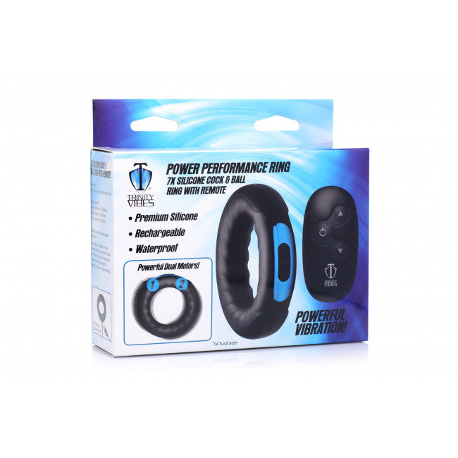 Trinity Vibes Power Performance Ring 7x Silicone Cock & Ball Ring with Remote