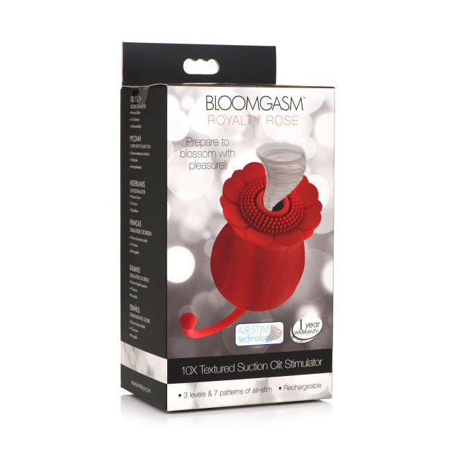 Bloomgasm Royalty Rose Textured Suction Clit Stimulator Red