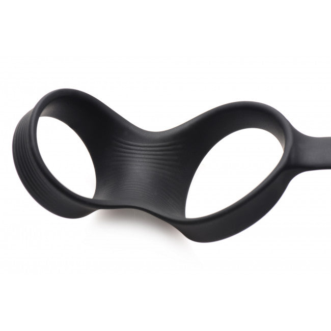Swell Inflatable & Vibrating Prostate Plug + Cock & Ball Ring Remote Control Black
