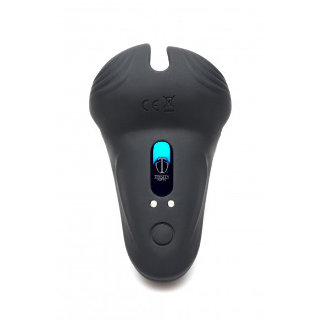 Trinity Vibes 10X Silicone Cock & Ball Ring with Taint Stim & Remote Control Black