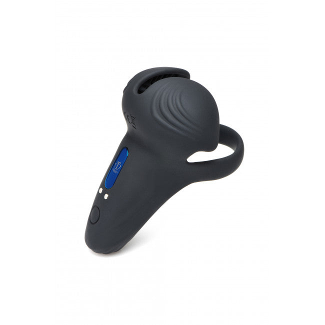 Trinity Vibes 10X Silicone Cock & Ball Ring with Taint Stim & Remote Control Black