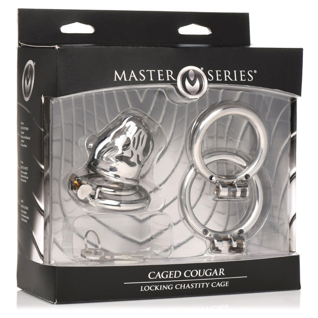 Master Series Caged Cougar Locking Chastity Cage Silver