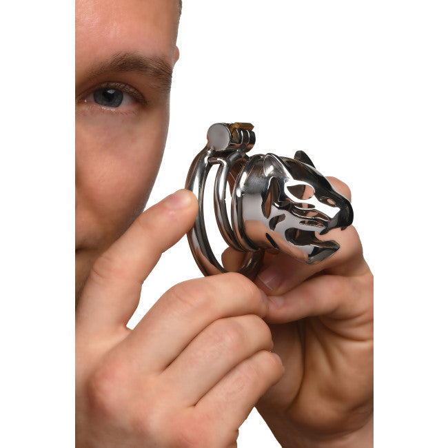Master Series Caged Cougar Locking Chastity Cage Silver