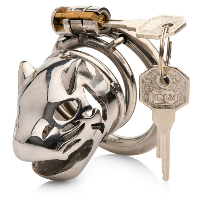 Master Series Caged Cougar Locking Chastity Cage Silver