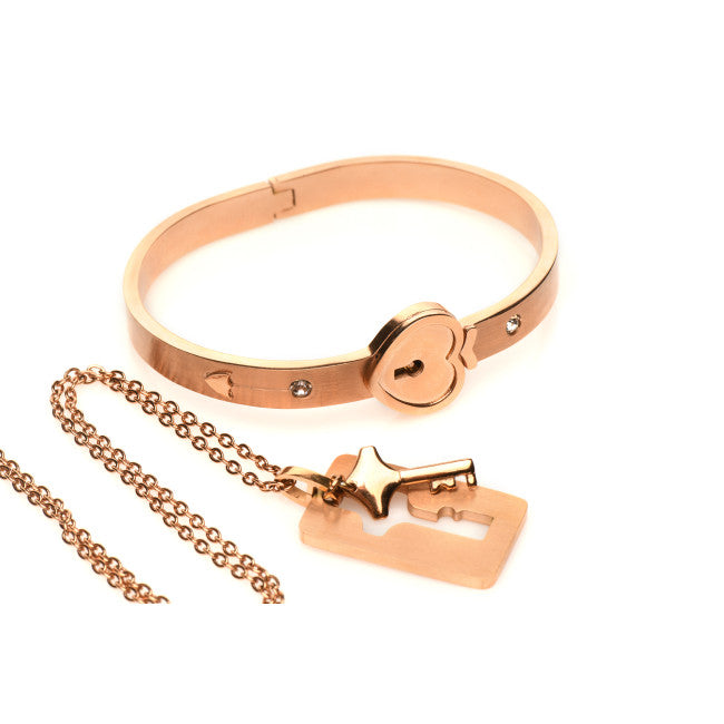 Master Series Cuffed Locking Bracelet & Key Necklace Rose Gold