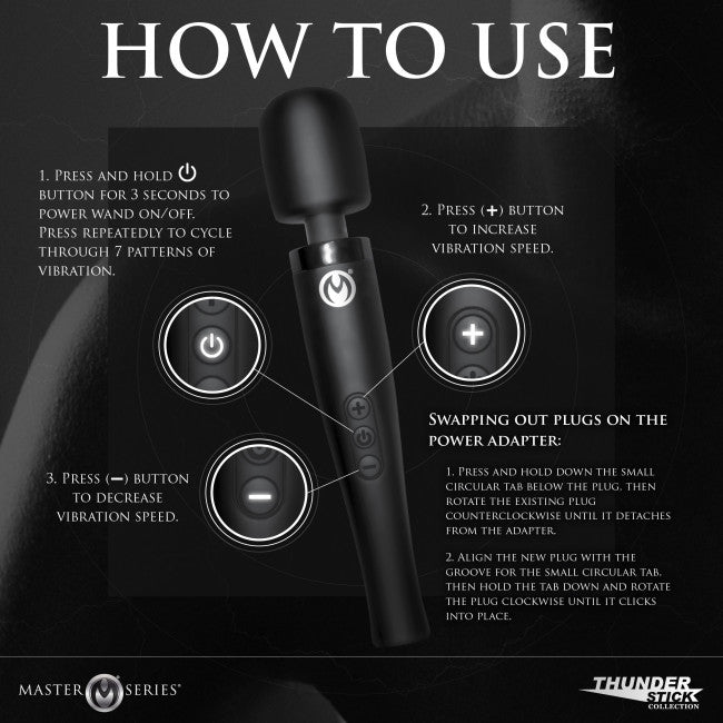Master Series Thunderstick Pro Wand Massager Black