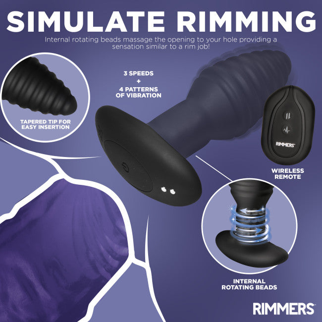 Rimmers Model-E Vibrating Rimming Plug with Remote Control Black