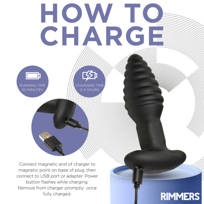 Rimmers Model-E Vibrating Rimming Plug with Remote Control Black