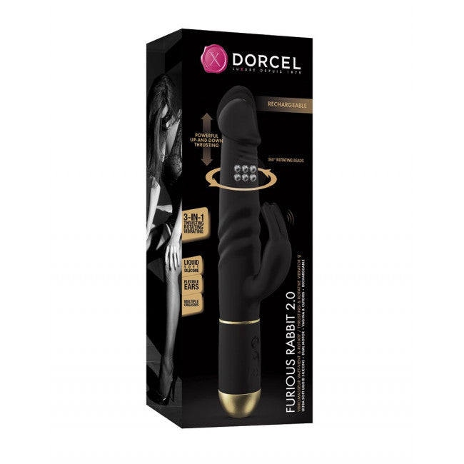 Dorcel Furious Rabbit 2.0 Thrusting and Rotating Vibrator Black