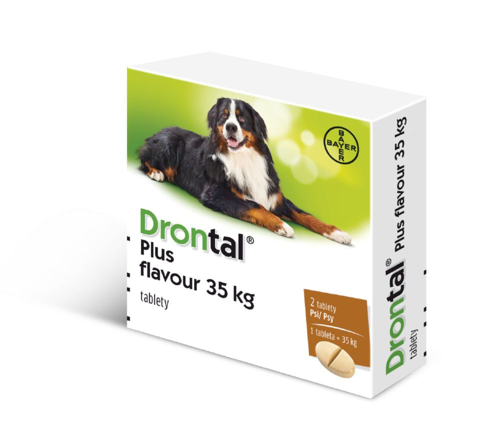 Drontal Plus Dog Flavor 35kg de-worming tablets 2 pcs