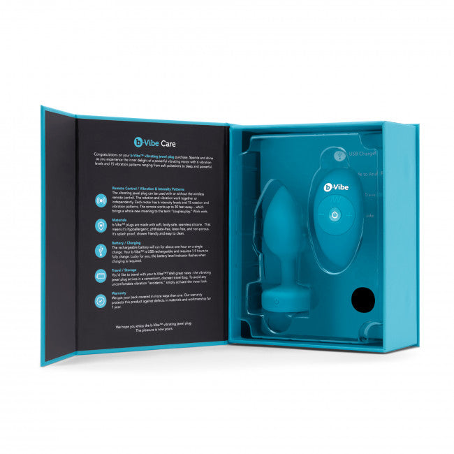b-Vibe Vibrating Jewel Plug S/M Aquamarine