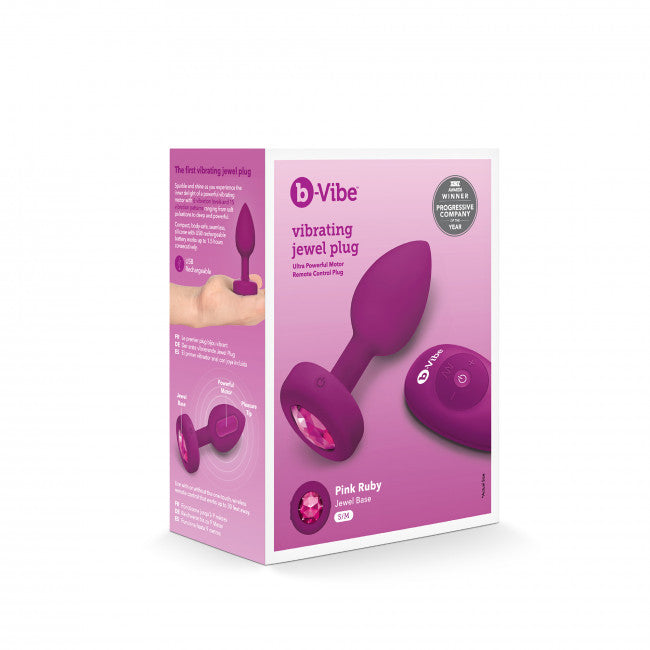 b-Vibe Vibrating Jewel Plug S/M Pink Ruby