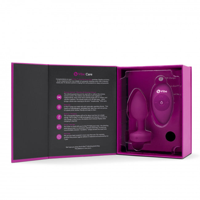 b-Vibe Vibrating Jewel Plug S/M Pink Ruby