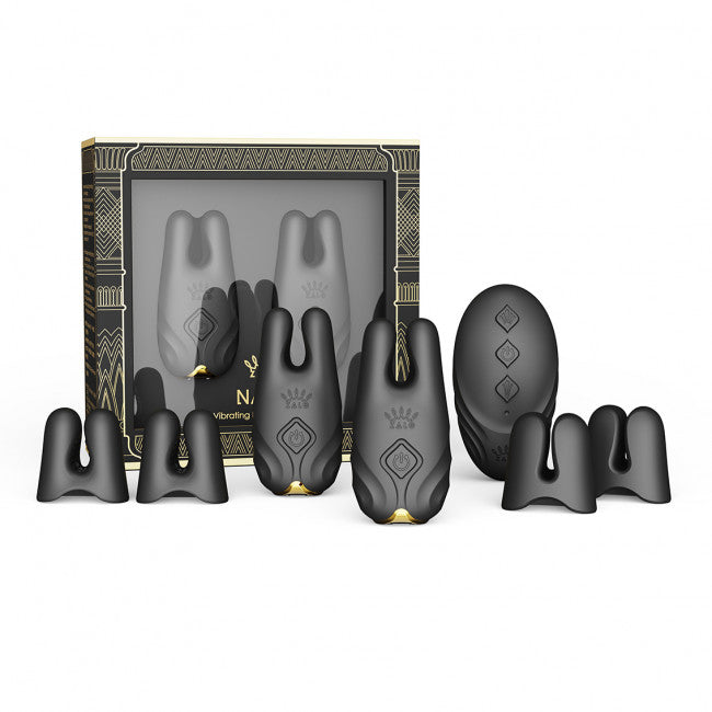 Zalo Nave Wireless Vibrating Nipple Clamps Obsidian Black