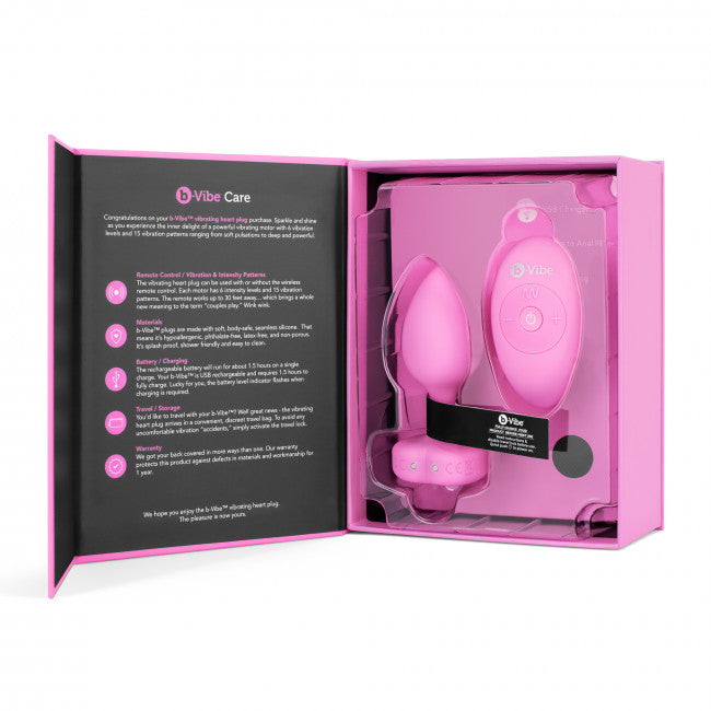 b-Vibe Vibrating Heart Plug S/M Pink