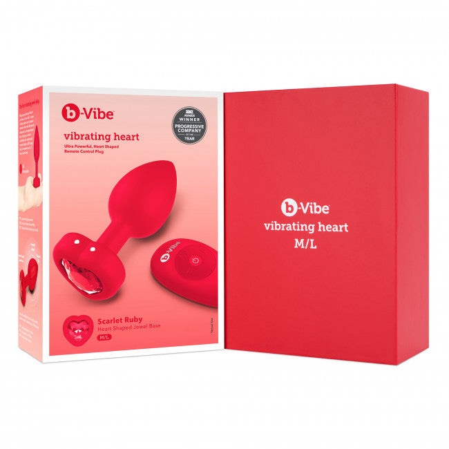 b-Vibe Vibrating Heart Plug M/L Red