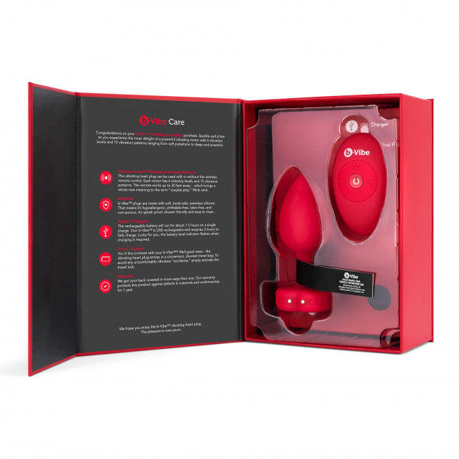 b-Vibe Vibrating Heart Plug M/L Red