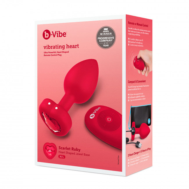 b-Vibe Vibrating Heart Plug M/L Red