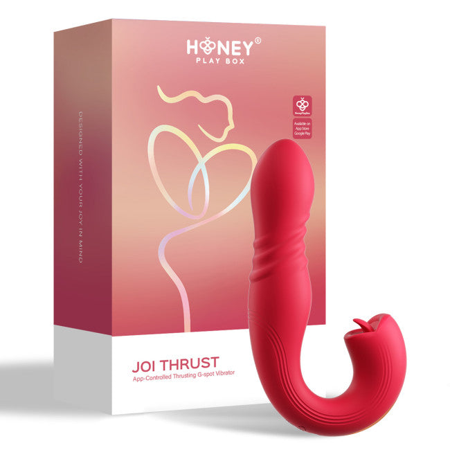 HoneyPlayBox JOI Thrust 2 Pressure Sensing App-Controlled Thrusting G-spot Vibrator & Tongue Clit Licker Red
