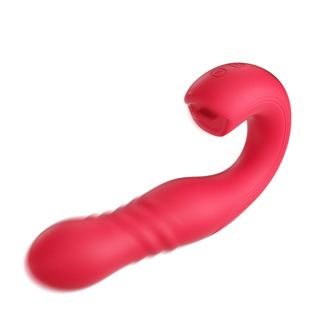 HoneyPlayBox JOI Thrust 2 Pressure Sensing App-Controlled Thrusting G-spot Vibrator & Tongue Clit Licker Red