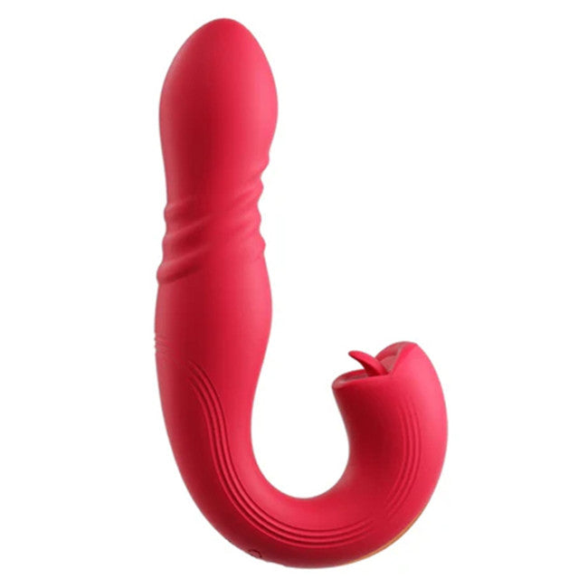 HoneyPlayBox JOI Thrust 2 Pressure Sensing App-Controlled Thrusting G-spot Vibrator & Tongue Clit Licker Red