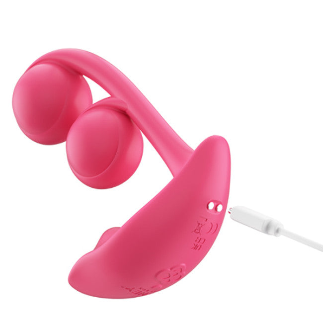HoneyPlayBox Melody Pressure Sensing App-Controlled Twin Balls Clit& G-spot Vibrator Magenta