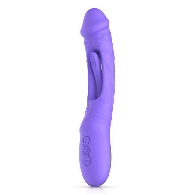 Good Vibes Only Flax Vibrating Dildo with G-Spot Stimulator Purple