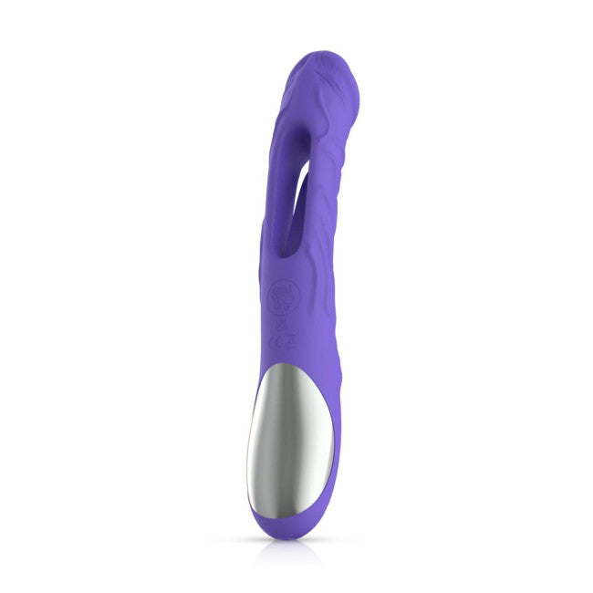 Good Vibes Only Flax Vibrating Dildo with G-Spot Stimulator Purple