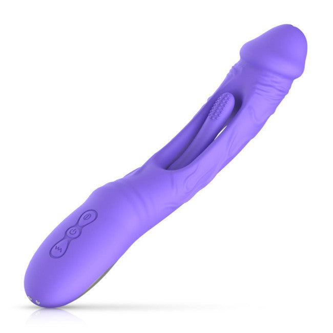 Good Vibes Only Flax Vibrating Dildo with G-Spot Stimulator Purple